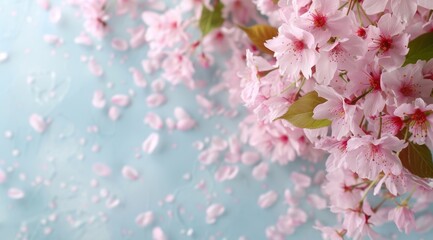 Wall Mural - beautiful pink cherry blossom flowers in spring