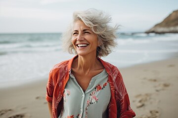 Poster - Laughing portrait smiling beach.