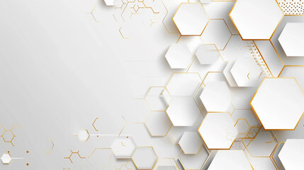 Wall Mural - Abstract hexagon white 3D Futuristic background. 