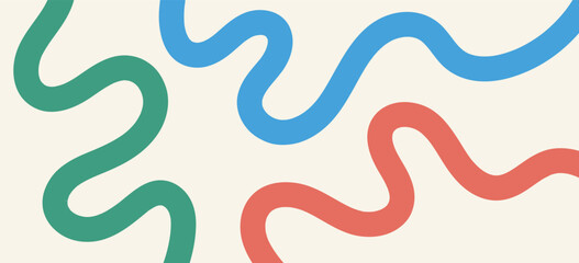 Wall Mural - abstract playful minimalistic background with wavy line. backdrop with organic curvy curly stripe. w
