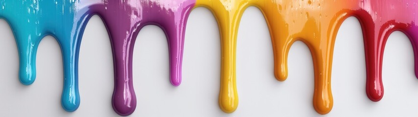 Canvas Print - Colorful paint dripping on a white background