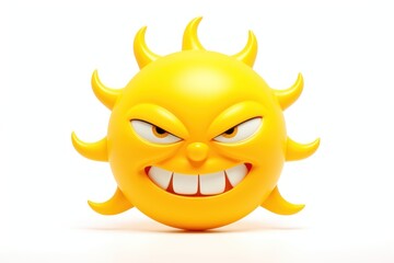 Sticker - Yellow sun cartoon face toy.