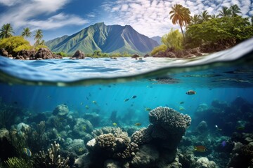 Wall Mural - Underwater ocean landscape outdoors.