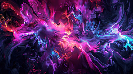 Wall Mural - vibrant abstract baroque style background with swirling neon colors