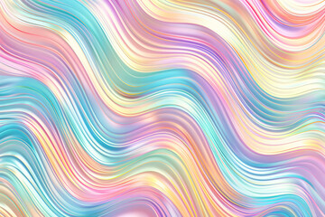 Wall Mural - holographic seamless pattern with wavy lines in pastel rainbow colors, perfect for creative designs