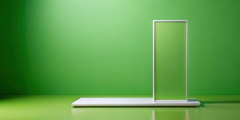 Canvas Print - Minimalist display stand with green background, minimalist, display, stand, green, background, simple, modern, sleek