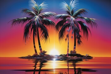 Canvas Print - Coconut trees outdoors nature plant.