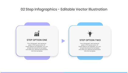 Poster - 2 Steps Infographics Design Template - Graph, Pie chart, workflow layout, squire diagram, brochure, report, presentation, web design Editable Vector illustration