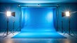 © DigitalArt Max - Blue Chroma Key Photo Studio With Professional Lighting Equipment.