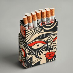 Poster - AI generated illustration of an eco-friendly, decorative box of cigarettes