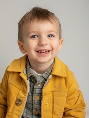 Wall Mural - cute little boy smiling on white background