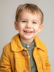 Wall Mural - cute little boy smiling on white background