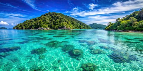 Wall Mural - Crystal clear waters surround the beautiful islands of Mu Koh Surin, sea, Mu Koh Surin, islands, crystal clear, waters