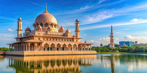 Canvas Print - Beautiful Putra Mosque facade in Putrajaya