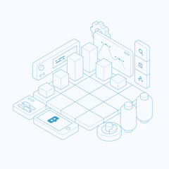 Wall Mural - Data visualization concept. 3d isometric vector illustration.