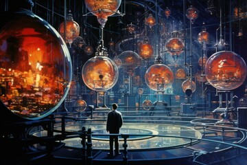 Wall Mural - Gene cell architecture sphere illuminated.