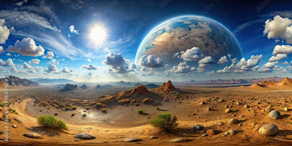 Alien landscape on HDRI equidistant projection, spherical panorama for ...