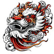 Chinese traditional dragon head on white background. Vector illustration for your design.