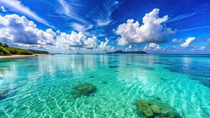 Sticker - Crystal clear waters of Okinawa's beautiful ocean , Okinawa, Japan, turquoise, sea, beach, tropical, paradise, clear