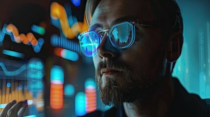 Cyberpunk Man with Digital Glasses