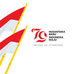 Wall Mural - Indonesia 79 th independence day. Flags of indonesia graphics template.