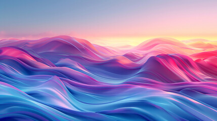 An abstract landscape with fluid, wavy lines in pastel colors, mimicking a serene horizon at dawn.