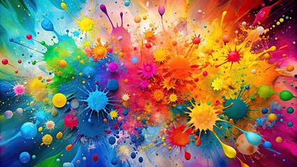 Poster - Abstract splatter background with vibrant colors and dynamic shapes, abstract, vibrant, colors, dynamic, shapes, art, creativity