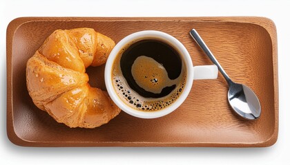 Wall Mural - top view of coffee in a cup with a saucer isolated on transparent background png