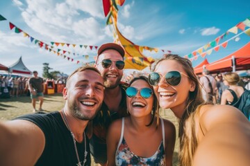 Wall Mural - Selfie festival laughing summer.