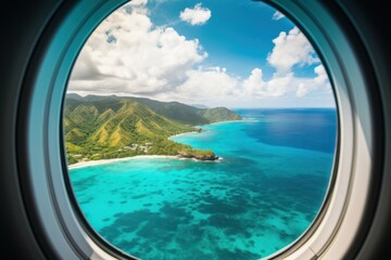 Poster - Airplane land porthole outdoors.