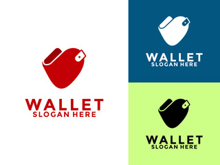 E wallet heart logo design vector design template, wallet with heart shape logo design