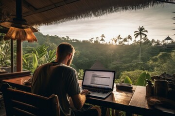 Canvas Print - Laptop furniture computer working.