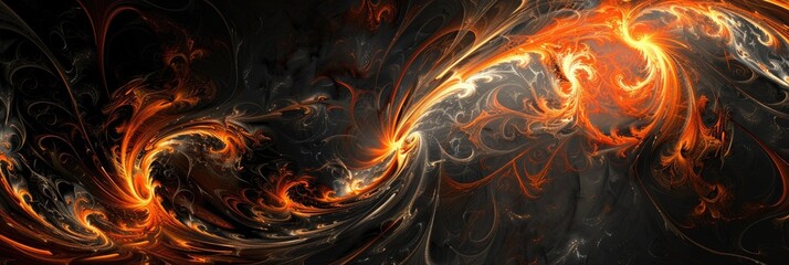 Wall Mural - Abstract black and orange background with a fractal design