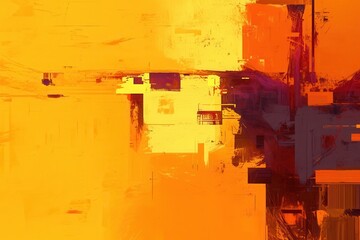 Wall Mural - Abstract Painting with Orange and Red Hues