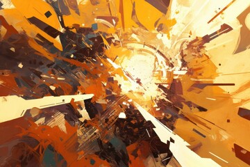 Wall Mural - Abstract Digital Art with Yellow and Orange Hues