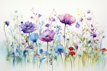 Wall Mural - Wildflowers painting nature blossom.