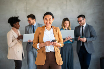 Sticker - Successful diverse business team of multiethnic employees corporate portrait. Teamwork concept