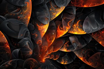 Wall Mural - Abstract black and orange background with a fractal design