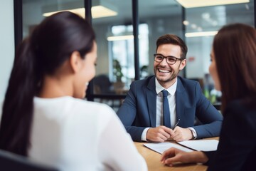 Sticker - HR officers interviewing the applicant conversation sitting adult.