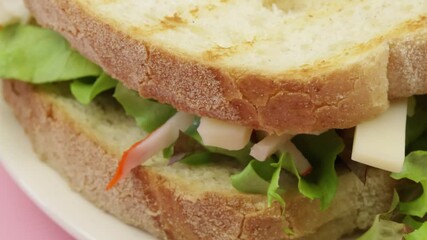 Sticker - sandwich au surimi et crudités et chips, gros plan, dans une assiette