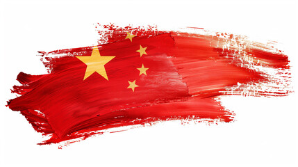 Wall Mural - brush paint stroke red of china flag theme, isolated on white background