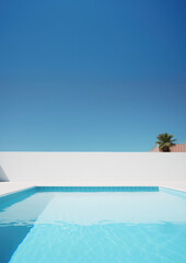 Canvas Print - Photo of Swimming pool, summer, mininal, clean, isolated.