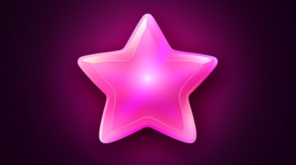 Poster - Bright Glowing Pink Star Illustration on a Purple Gradient Background