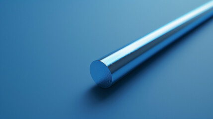 3D render of a segmented rod on a solid sapphire blue background.