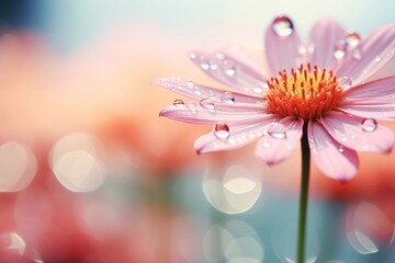 Wall Mural - Water droplet on flower garden nature outdoors blossom.