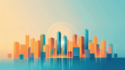 Wall Mural - energy-efficient initiatives, led lighting in buildings, flat design illustration