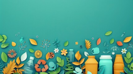 Wall Mural - Environmental protection, reducing plastic use, flat design illustration