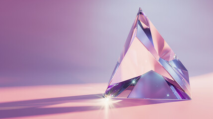 Wall Mural - Simple 3D rendering of a sharp-edged prism on a solid mauve background