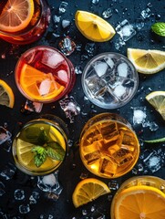 Wall Mural - Variety of beverages on table