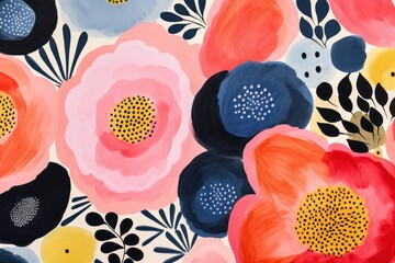 Poster - Memphis flowers backgrounds abstract painting.